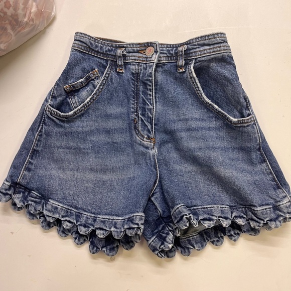 Maje Scalloped Trim Denim Shorts - Picture 11 of 11